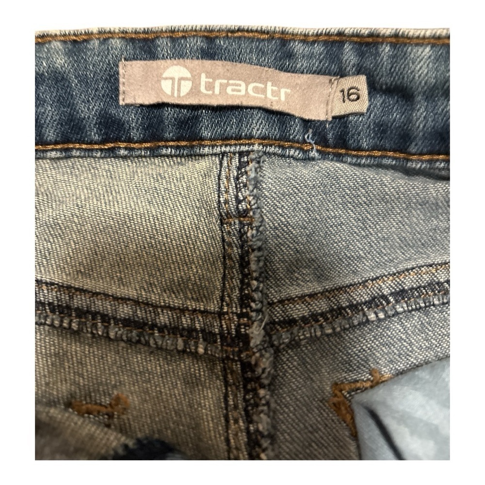 Tractr Blue High-Waisted Distressed Denim Shorts with Flaws Size 16 - Picture 3 of 4